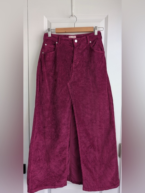 Anthropologie Dresses & Skirts - Anthropologie Pilcro The Madi Front Slit Corduroy Skirt Dark Fuschia Size 2